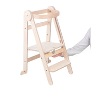 MamaToyz Folding Montessori Learning Tower – Natural Beech Wood image 15