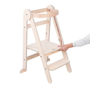MamaToyz Folding Montessori Learning Tower – Natural Beech Wood image 16