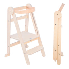 MamaToyz Folding Montessori Learning Tower – Natural Beech Wood