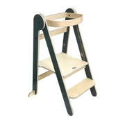 MamaToyz Folding Montessori Learning Tower – Natural Beech Wood | Dark Grey image 2
