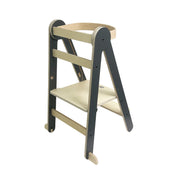 MamaToyz Folding Montessori Learning Tower – Natural Beech Wood | Dark Grey image 10