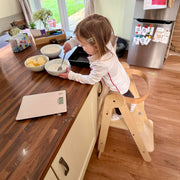 MamaToyz Folding Montessori Learning Tower – Natural Beech Wood | Dark Grey image 8