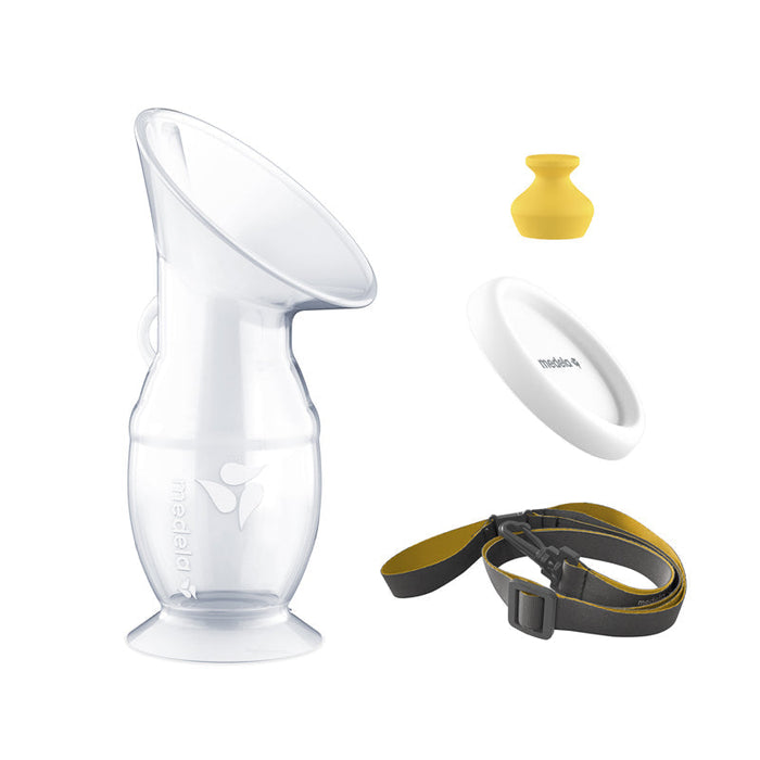 Medela silicone breast milk collector cup with soft funnel and secure base