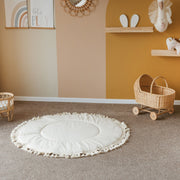 MINICAMP Padded Kids Play Mat in Ecru with Tassels image 2