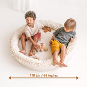 MINICAMP Large Round Nest Play Mat & Kids Lounger in Ecru image 6