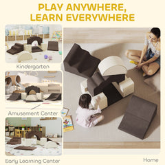 AIYAPLAY 7-Piece Soft Play Set for Babies & Toddlers – Brown