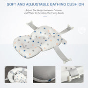 HOMCOM Foldable Baby Bathtub Set, Collapsible Bath Tub with Thermostatic Water Plug, Non-Slip Support, Cushion Pad, Drain Plugs, for Newborn to 3 Years - Offwhite image 7