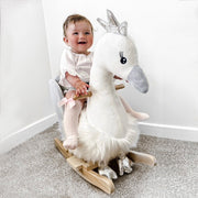 HOMCOM Plush Swan Rocking Horse with Sound – 18–36 Months image 8