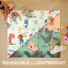 AIYAPLAY Double-Sided Foldable Baby Play Mat – Dinosaur Design