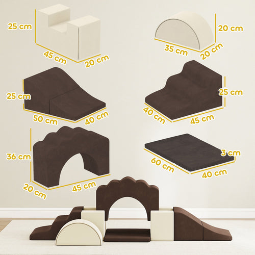 AIYAPLAY 7-Piece Soft Play Set for Babies & Toddlers – Brown