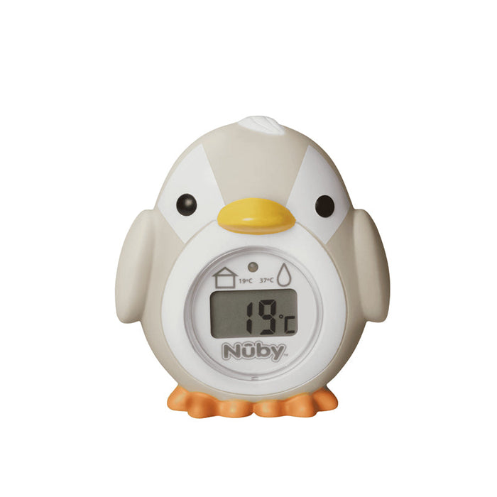 Nuby bath thermometer with penguin face design and digital LCD display