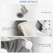HOMCOM Foldable Baby Bathtub Set, Collapsible Bath Tub with Thermostatic Water Plug, Non-Slip Support, Cushion Pad, Drain Plugs, for Newborn to 3 Years - Offwhite image 6