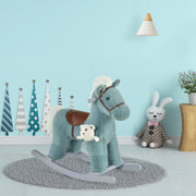 HOMCOM Plush Rocking Horse with Sound – Blue (18–36 Months) image 2