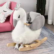 HOMCOM Plush Swan Rocking Horse with Sound – 18–36 Months image 1