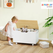 AIYAPLAY Toy Box with Lid & Wheels – White image 1