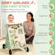 AIYAPLAY Wooden Baby Walker with Activity Toys – Green image 3
