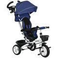 HOMCOM 6-in-1 Baby Push Tricycle with Parent Handle – Dark Blue