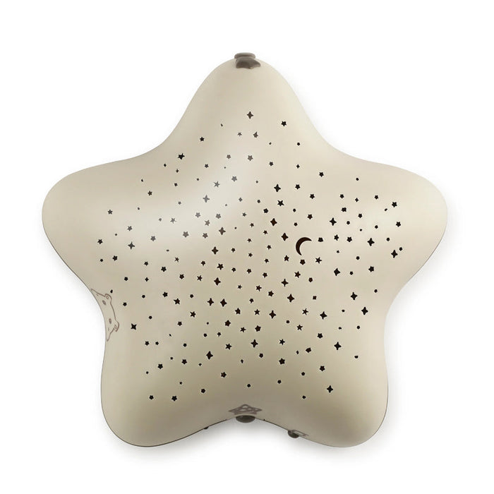 Beige star-shaped night light projector with scattered star patterns