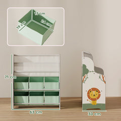 AIYAPLAY Kids Toy Storage Unit with Book Rack – Green