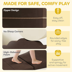AIYAPLAY 7-Piece Soft Play Set for Babies & Toddlers – Brown