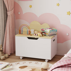 AIYAPLAY Toy Box with Lid & Wheels – White