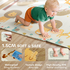 AIYAPLAY Animal-Themed Baby Play Mat – Double-Sided, Foldable, 177 x 146 cm