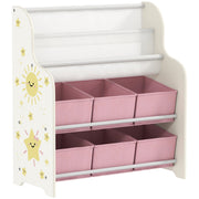 AIYAPLAY Kids Toy Storage Unit with Book Rack – Pink image 9