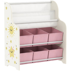 AIYAPLAY Kids Toy Storage Unit with Book Rack – Pink
