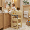 AIYAPLAY 3-in-1 Toddler Step Stool with Chalkboard – Natural