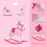 HOMCOM Plush Rocking Horse with Sound – Pink (3–6 Years) image 7