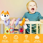 Newborns Spiral Hanging Activity Stroller Toy Baby Carseat Toy Black & White Lion Koala Rattle  for Crib Mobile Sensory Toy Gift image 12