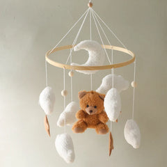 Wooden Baby Crib Mobile with Rattle Toys