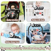 Newborns Spiral Hanging Activity Stroller Toy Baby Carseat Toy Black & White Lion Koala Rattle  for Crib Mobile Sensory Toy Gift image 6