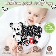 Newborns Spiral Hanging Activity Stroller Toy Baby Carseat Toy Black & White Lion Koala Rattle  for Crib Mobile Sensory Toy Gift image 2