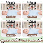 Newborns Spiral Hanging Activity Stroller Toy Baby Carseat Toy Black & White Lion Koala Rattle  for Crib Mobile Sensory Toy Gift image 5