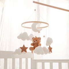 Wooden Baby Crib Mobile with Rattle Toys