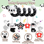 Newborns Spiral Hanging Activity Stroller Toy Baby Carseat Toy Black & White Lion Koala Rattle  for Crib Mobile Sensory Toy Gift image 3