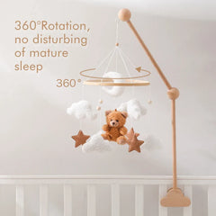 Wooden Baby Crib Mobile with Rattle Toys