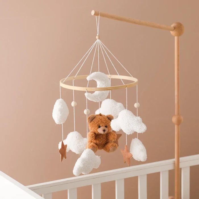 Wooden Baby Crib Mobile with Rattle Toys