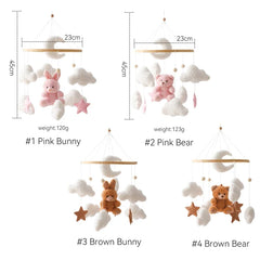 Wooden Baby Crib Mobile with Rattle Toys