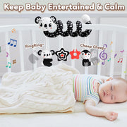 Newborns Spiral Hanging Activity Stroller Toy Baby Carseat Toy Black & White Lion Koala Rattle  for Crib Mobile Sensory Toy Gift image 7