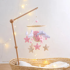 Wooden Baby Crib Mobile with Rattle Toys