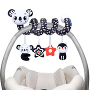 Newborns Spiral Hanging Activity Stroller Toy Baby Carseat Toy Black & White Lion Koala Rattle  for Crib Mobile Sensory Toy Gift image 1