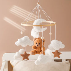 Wooden Baby Crib Mobile with Rattle Toys