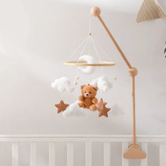 Wooden Baby Crib Mobile with Rattle Toys