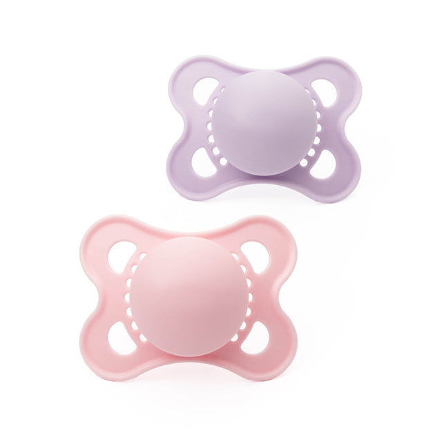 MAM Original soothers, two-piece set in pink and pale purple