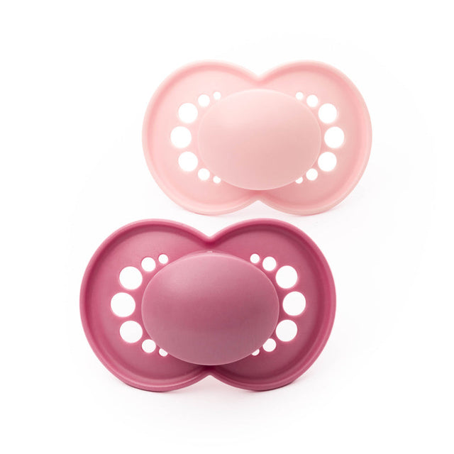MAM Original soothers in pale pink and rose, with ventilated butterfly-shaped shields