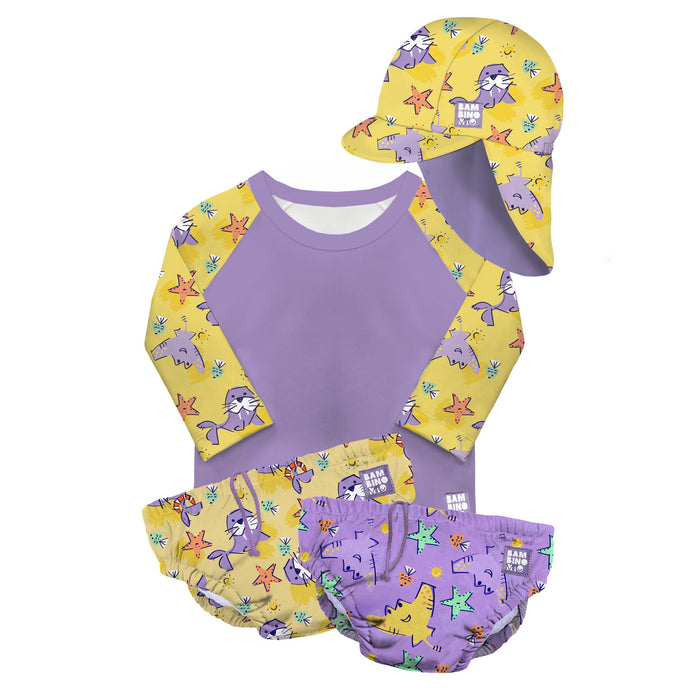 Reusable Swim Complete 4 Piece Set in Purple Stingray
