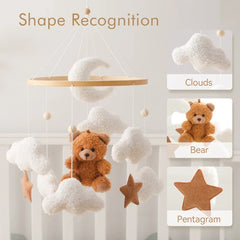 Wooden Baby Crib Mobile with Rattle Toys