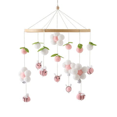 Wooden Baby Crib Mobile with Rattle Toys